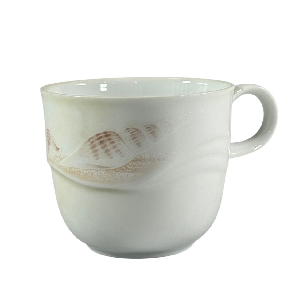 VTG Noritake Sea & Sky Sea Gems Coffee Cup Tea Mug White Coastal Shell Japan